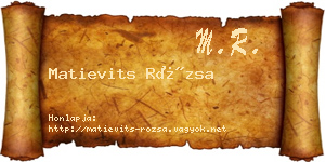 Matievits Rózsa névjegykártya